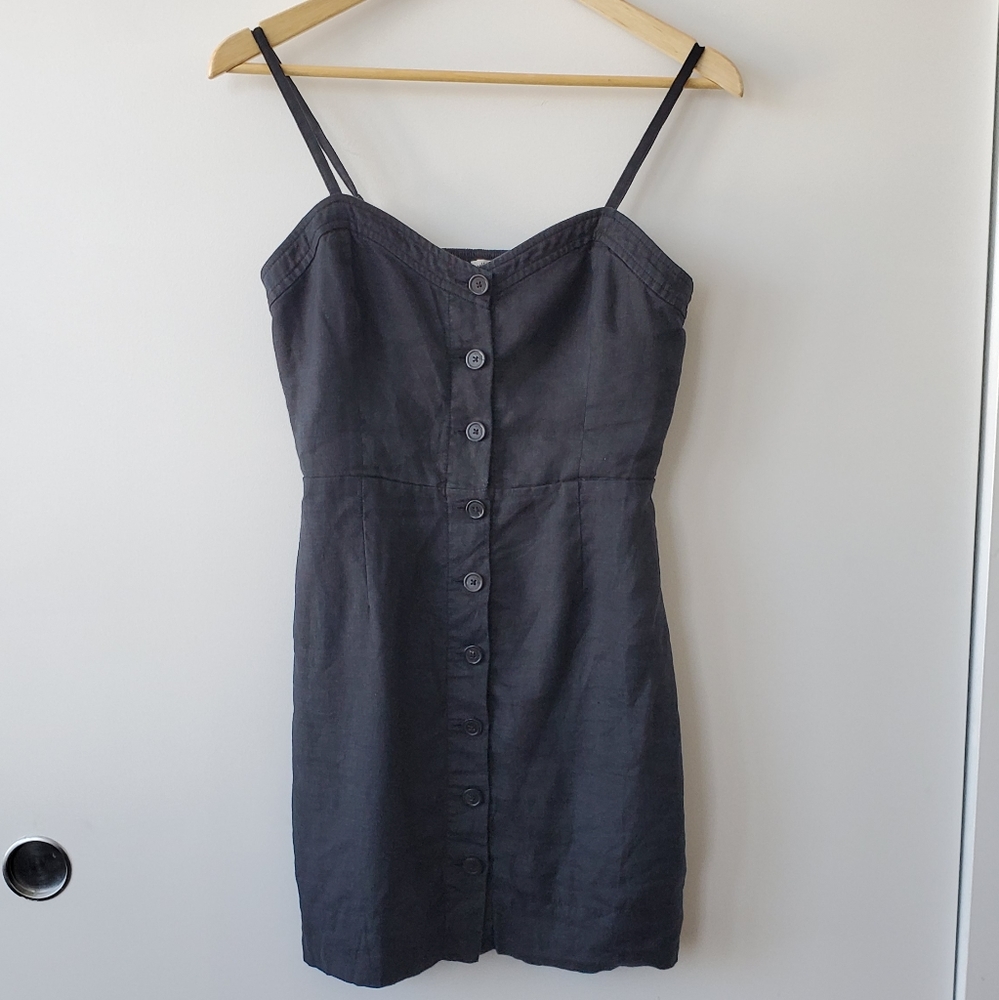 Wilfred Black Linen Button-Up Dress in Size 8